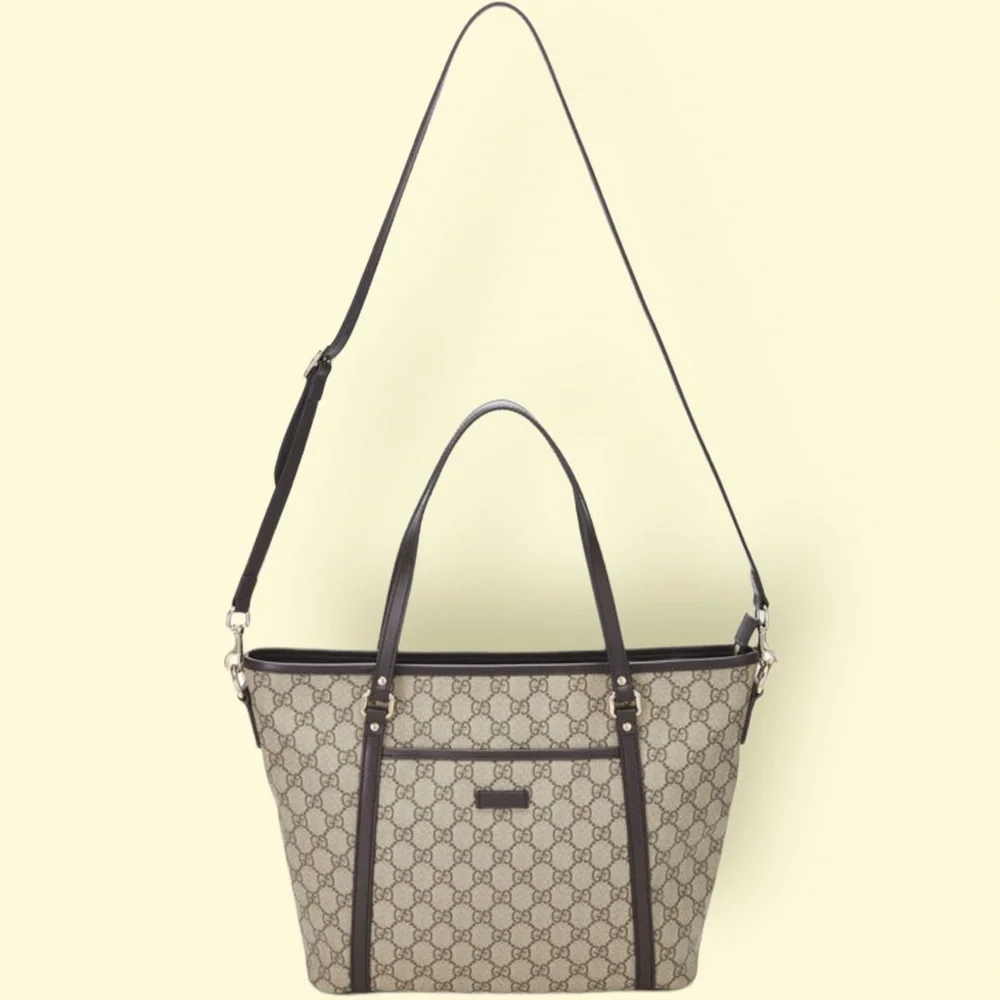 GUCCI ORIGINAL GG SUPREME CANVAS ZIP POCKET LARGE TOTE - Picture 4 of 6